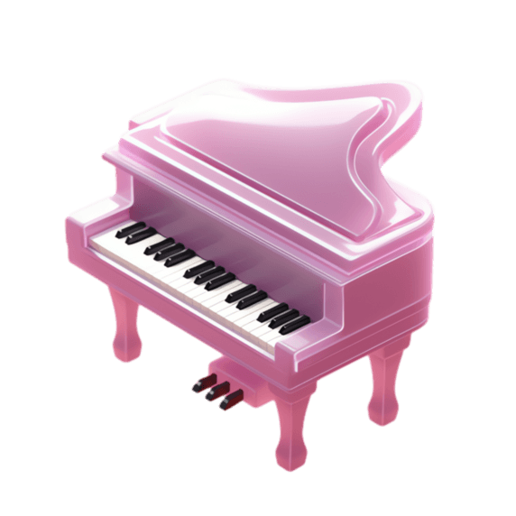 创意粉色钢琴元素立体乐器音乐免抠图案