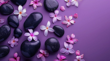 创意紫色美容美业美妆花朵合成创意素材背景