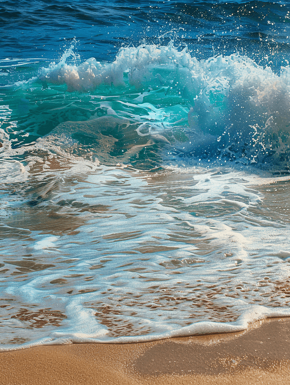 夏天夏季海浪大海下午海浪海波涛汹涌摄影图