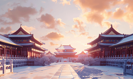 创意北京故宫国庆节古代建筑