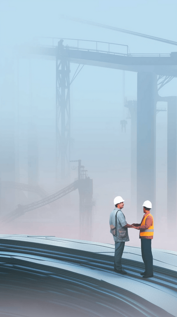 朦胧蓝色五一劳动节建筑工人劳动者背景