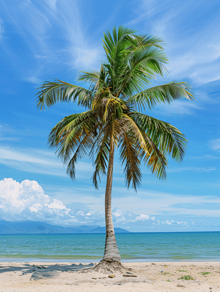 创意夏天夏季旅游景点海南海边椰子树高清海滩