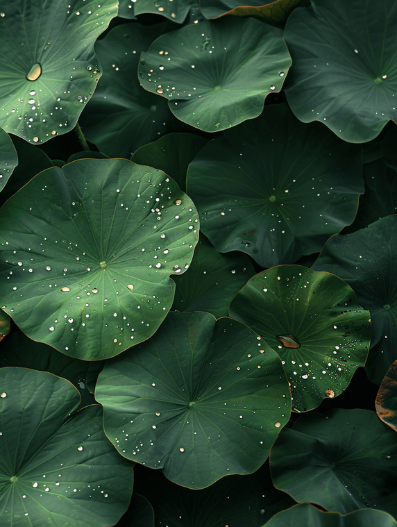创意荷叶上水珠早上水珠荷塘植物夏天夏季摄影图