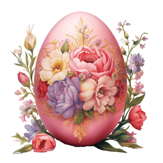 创意鸡蛋鲜花元素复活节免抠图案