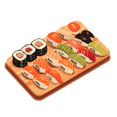 创意寿司生鱼片卡通美食元素免抠图案