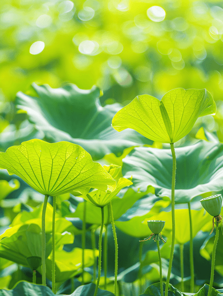 创意夏天植物荷叶绿色摄影图