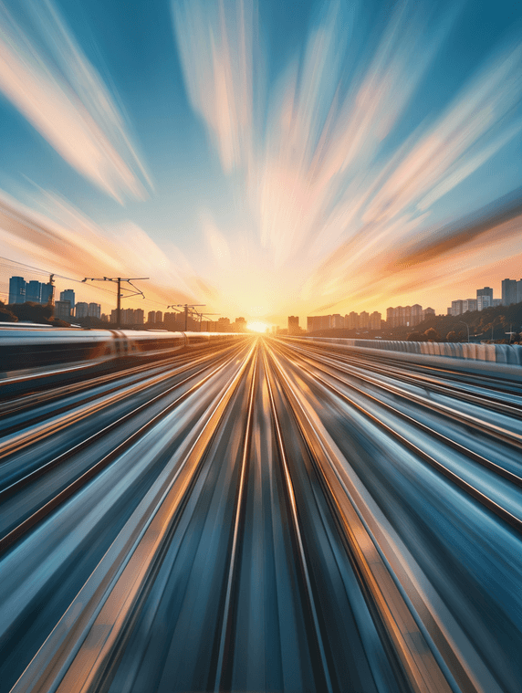 创意高铁出行上午高铁夏季素材摄影图