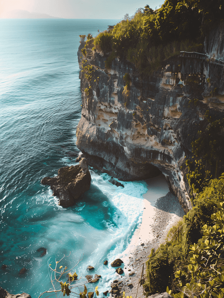 旅游国外夏天夏季大海海边巴厘岛情人崖摄影图