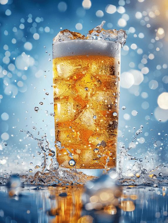 夏天可乐清凉夏日冰块啤酒冷饮摄影图