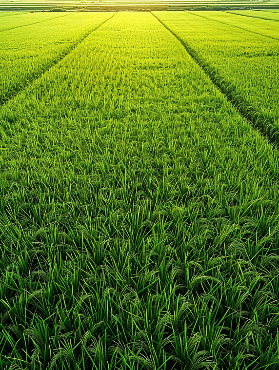 创意航拍美丽乡村农业稻田绿油油的禾苗农田植物