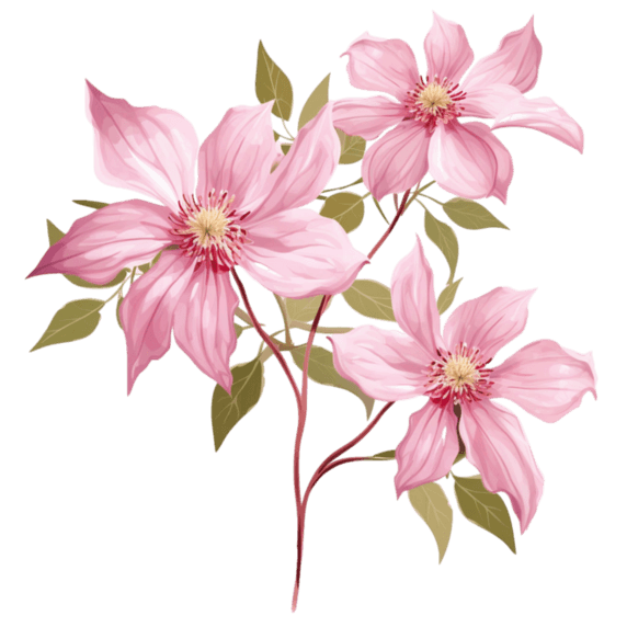 创意粉色小花元素水彩花朵植物免抠图案