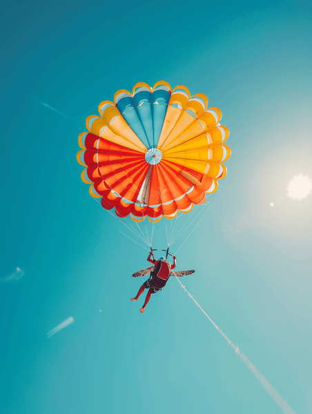 巴厘岛海龟岛上海上降落伞运动摄影图