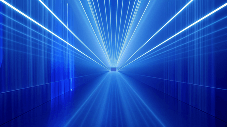 创意蓝色空间光线光束走廊射线的背景