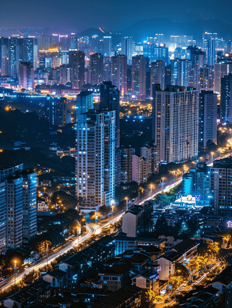 创意城市都市摩天大楼办公楼深圳城市夜景