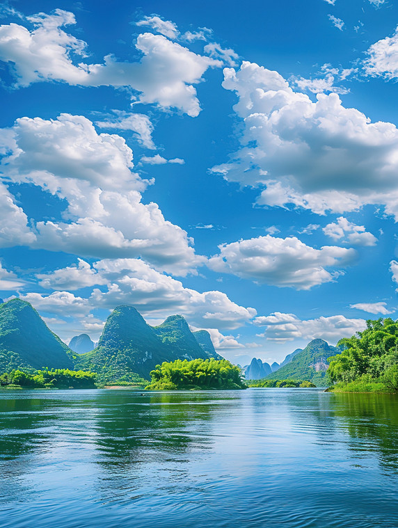 创意中国优雅美丽风景春天桂林山水美景摄影照片