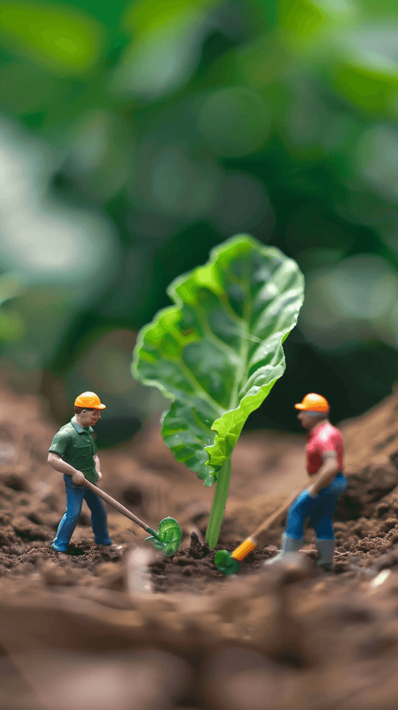 创意五一微景观菜园里种菜的农民劳动节背景