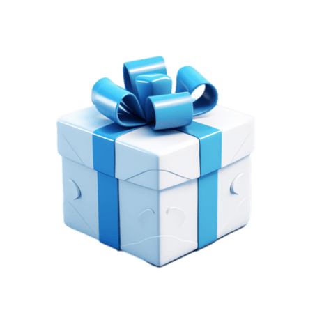 蓝色礼物礼盒元素立体免抠图案