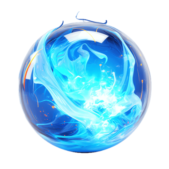 蓝色水球炫酷火球元素立体魔法免抠图案