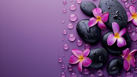 创意紫色花朵合成创意美容美业美妆素材背景
