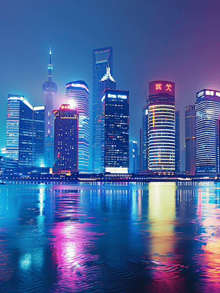 创意上海的城市夜景高楼大厦城市都市商务建筑风景
