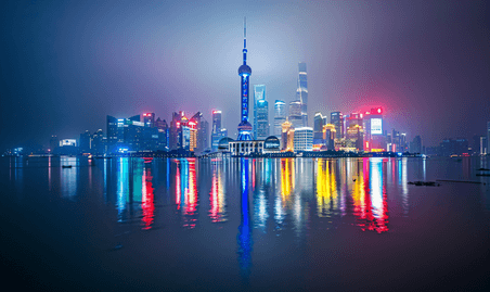创意上海城市夜景风光城市都市商务建筑风景