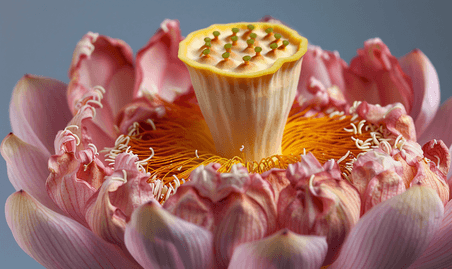创意粉色荷花和花蕊夏天夏季花朵植物清新摄影图