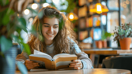 创意教育培训书店咖啡馆阅读学习自习看书的大学生10