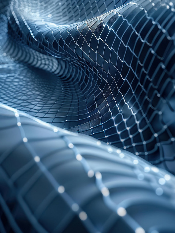 创意反光条的深蓝色编织物素材材料面料透气网状结构