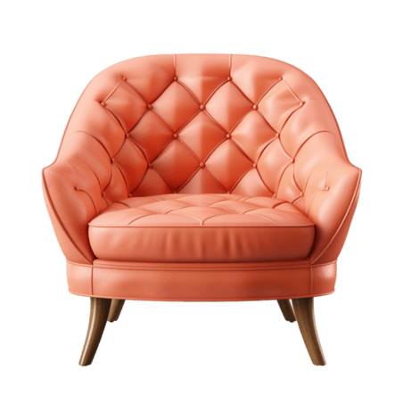 创意真皮沙发粉色家具椅子元素立体免抠图案
