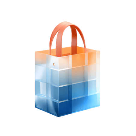 创意蓝色购物袋元素立体免抠图案