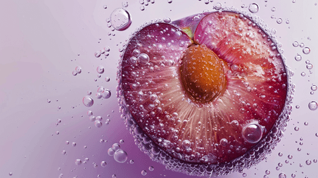 创意水果气泡李子素材紫色生鲜摄影黑布林背景