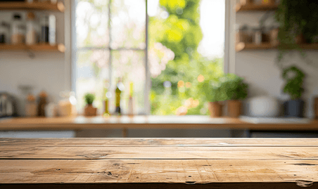 创意明亮的厨房干净的桌面木板木质木桌产品展示背景4