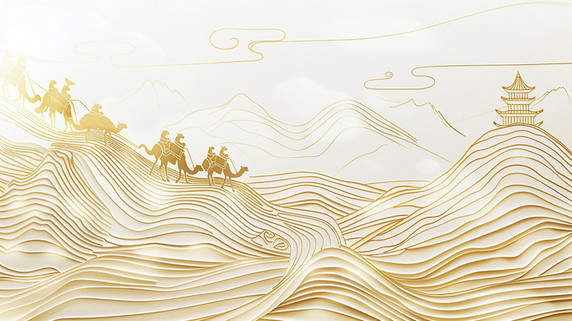 创意沙漠骆驼宫殿合成创意素材背景