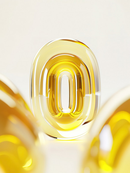 创意黄色玻璃材质干净清透美业金色抽象数字0表现形式背景