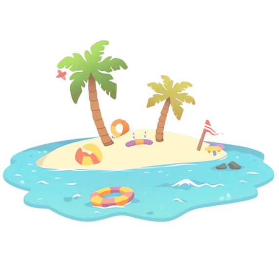 创意夏日主题素材沙滩椰子树大海旅游海岛卡通