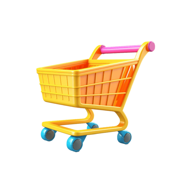 创意黄色购物车元素电商立体免抠图案