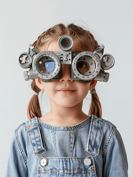 创意接受视力检测的小女孩医疗健康眼科