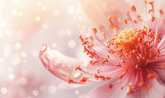 创意粉色荷花和花蕊夏天夏季花朵植物清新摄影图