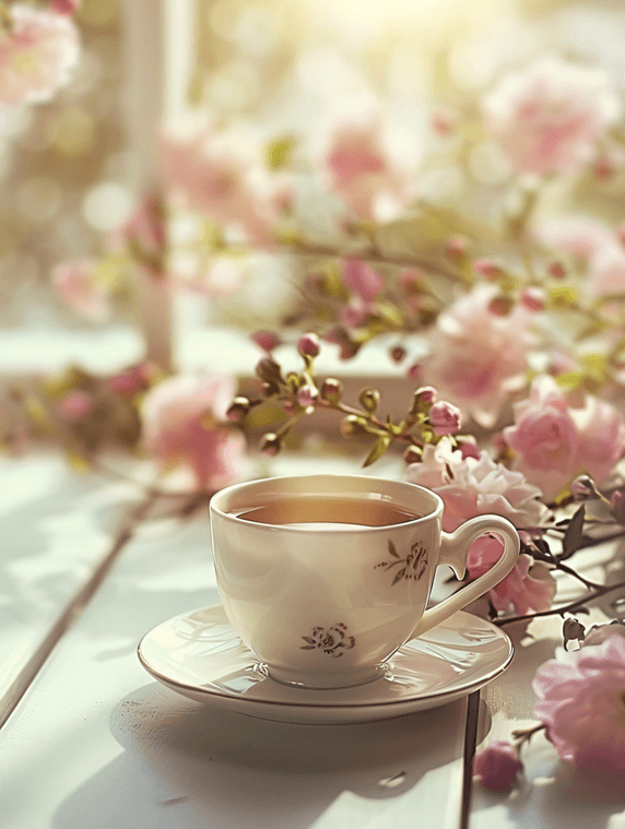 创意文艺浪漫唯美咖啡杯下午茶摄影图