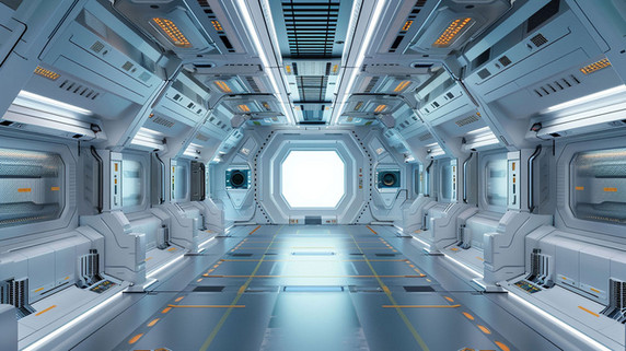 创意科技科幻宇宙空间站舱内素材背景