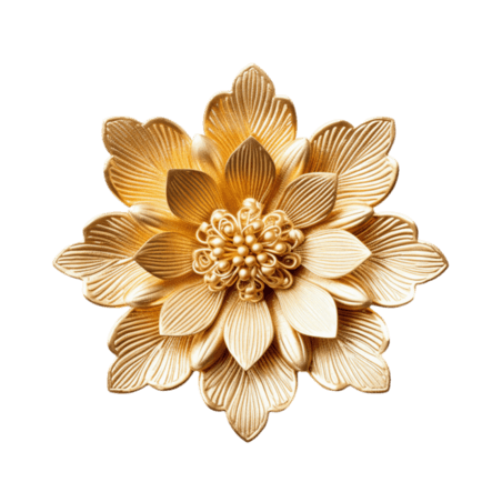 创意黄金花朵金色植物装饰元素免抠图案