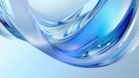 创意水晶透明玻璃流体液体商务办公干净清透蓝色背景