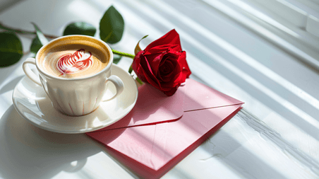 创意信封玫瑰美味咖啡文艺清新浪漫唯美粉色摄影5