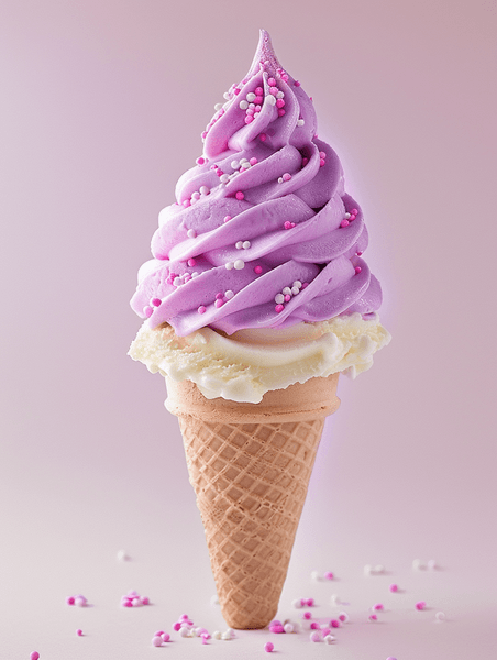 创意夏天夏季餐饮美食紫色冰淇淋摄影图