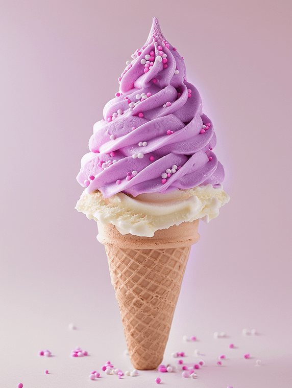 创意夏天夏季餐饮美食紫色冰淇淋摄影图