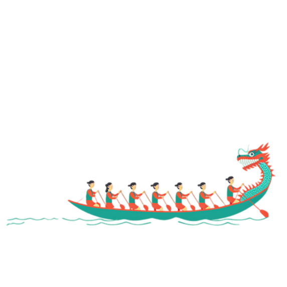 创意卡通赛龙舟端午节卡通龙舟免抠图片