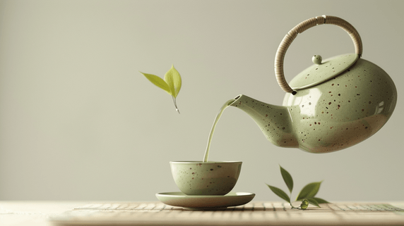 优雅中国风茶叶喝茶中式茶具茶叶品茗合成创意素材背景