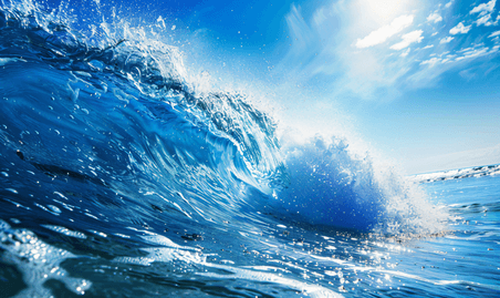 创意蓝色夏日海洋夏季海浪夏天大海冲浪摄影图