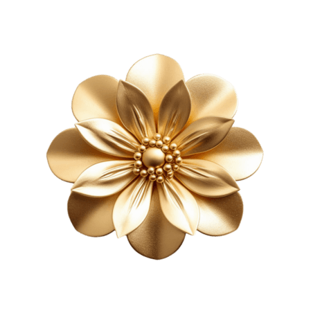 创意金色植物装饰黄金花朵元素免抠图案