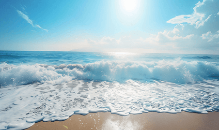 创意蓝色夏日海洋夏季海浪夏天大海沙滩摄影图